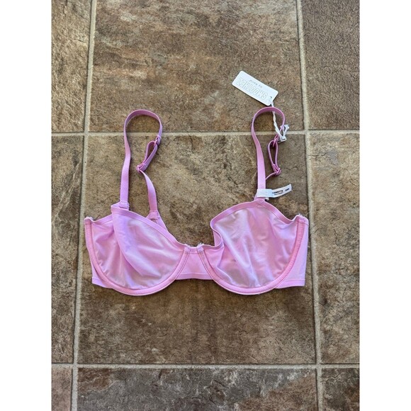 Aerie Smoothez Mesh Balconette Unlined Bra Raspberry Peak 32D - Picture 3 of 8